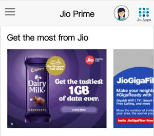 Jio 1 GB Free Data - Cadbury Dairy Milk
