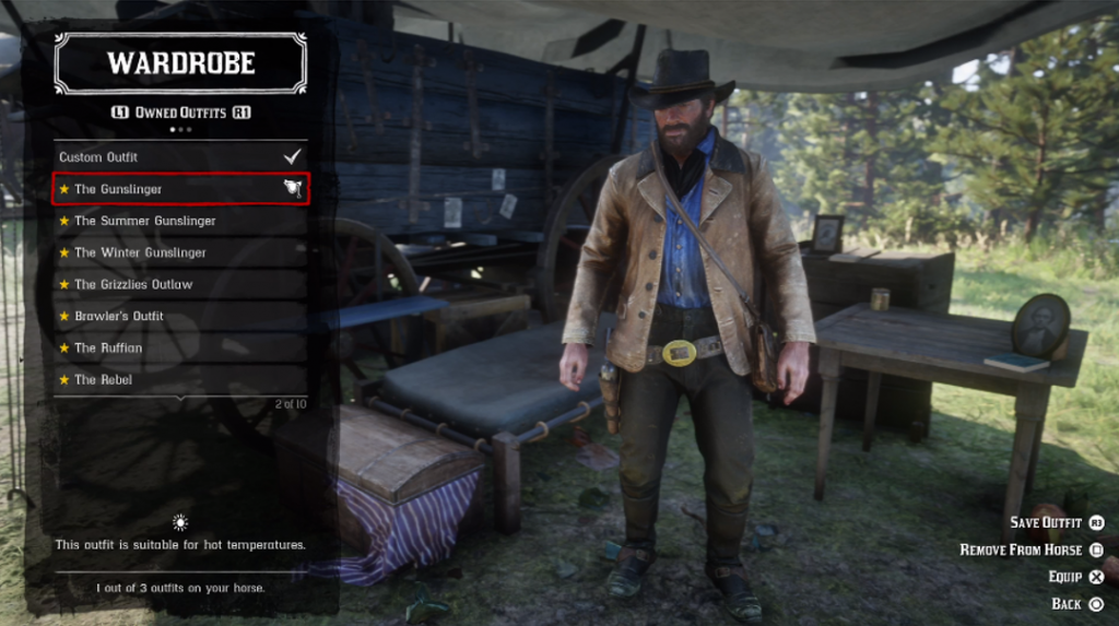 red dead redemption 2 outfit customisation menu
