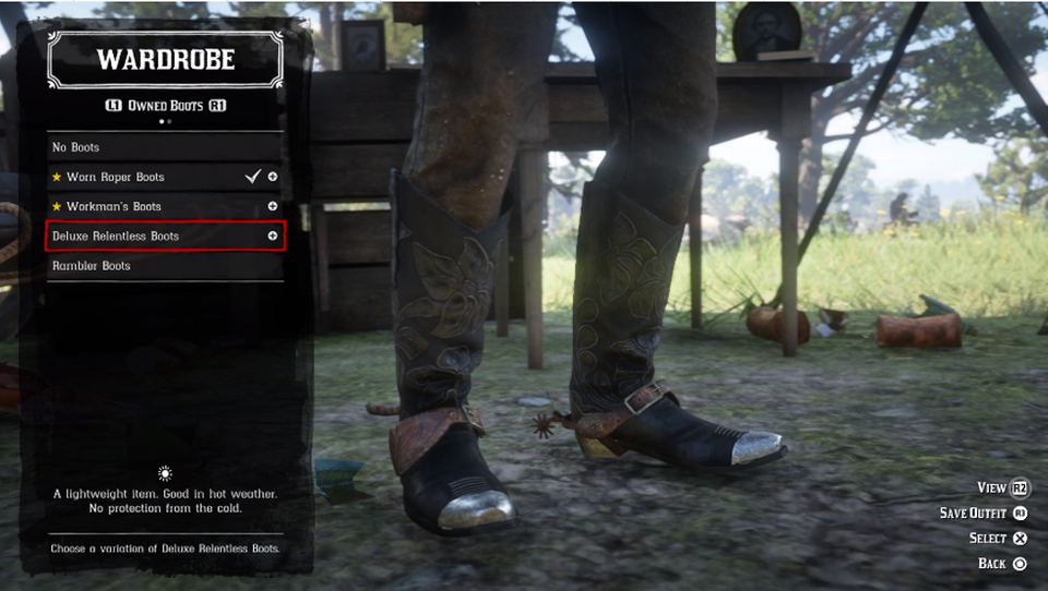 red dead redemption 2 outfit customisation menu 2