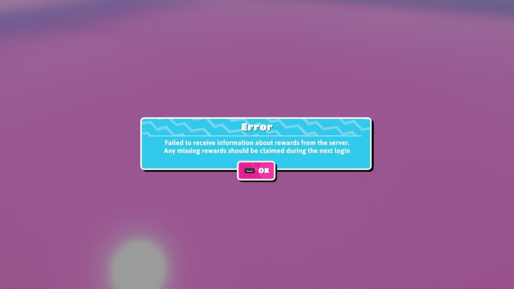 fall guys Failed to receive information about rewards from the server. Any missing rewards should be claimed during the next login