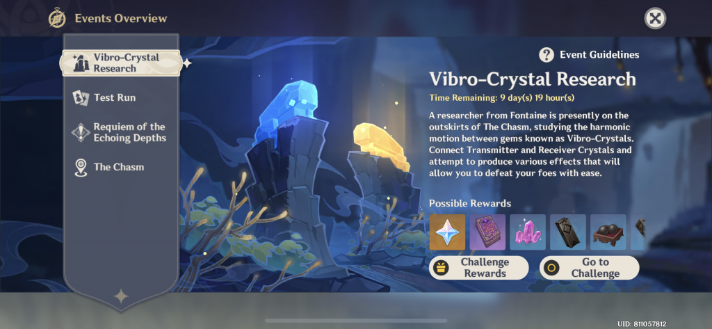 Genshin Impact - Vibro-Crystal Research Event Page