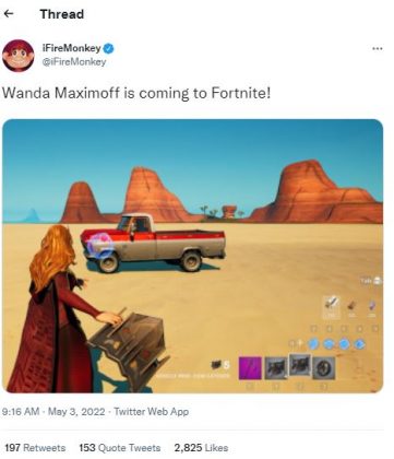 Fortnite x Scarlet Witch: Wanda Maximoff Skin Leak, All Details