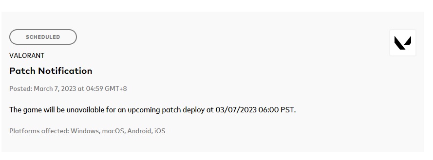 Valorant Server Downtime March 7
