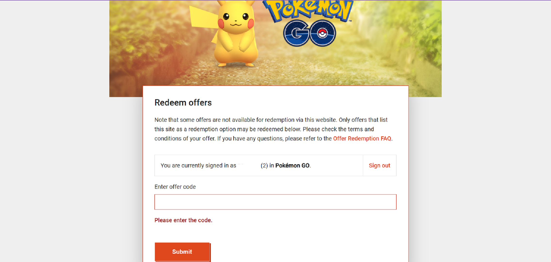 Offer Redemption Niantic Labs