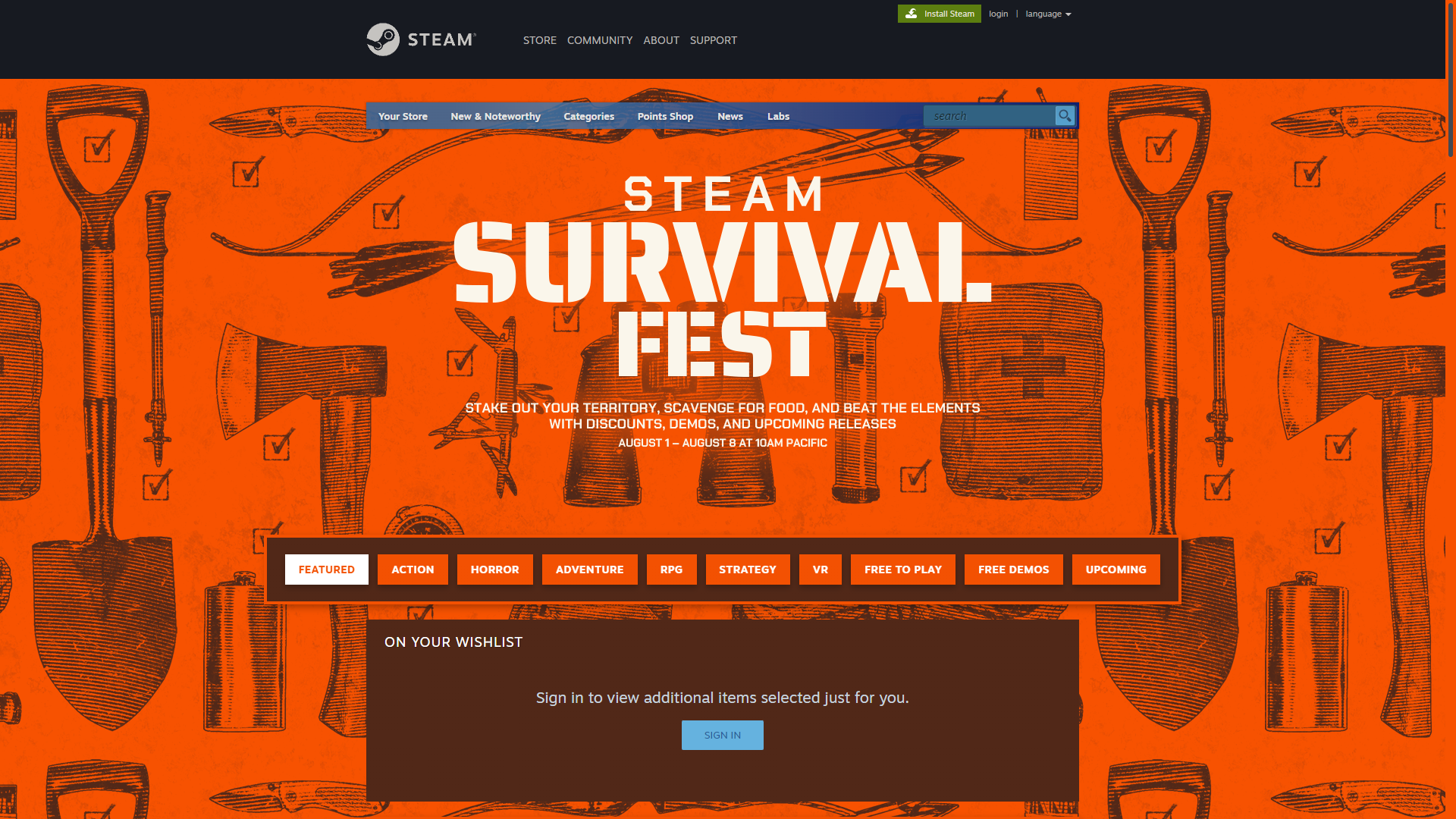 Steam Survival Fest Sale - Site