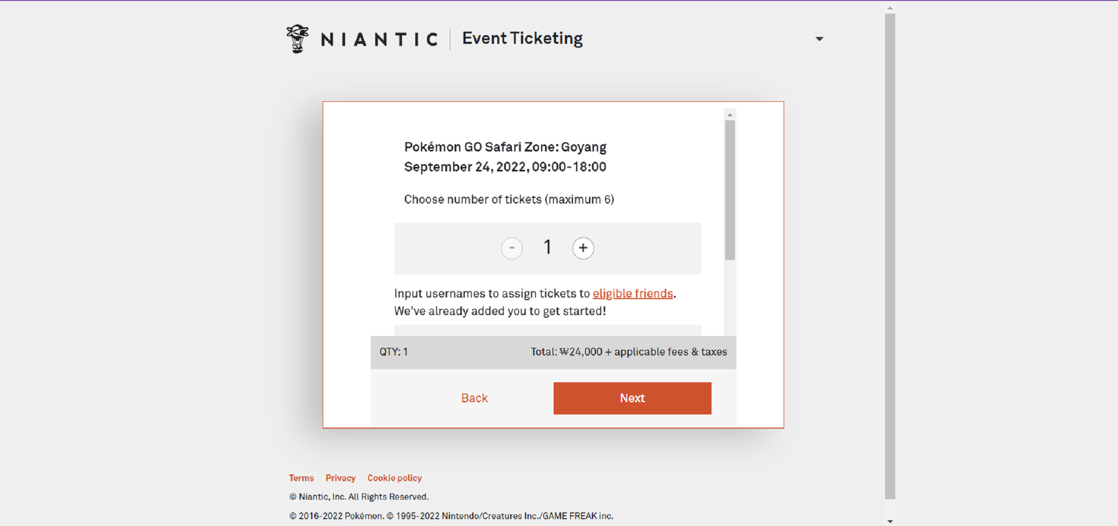 Ticket purchasing Safari Zone