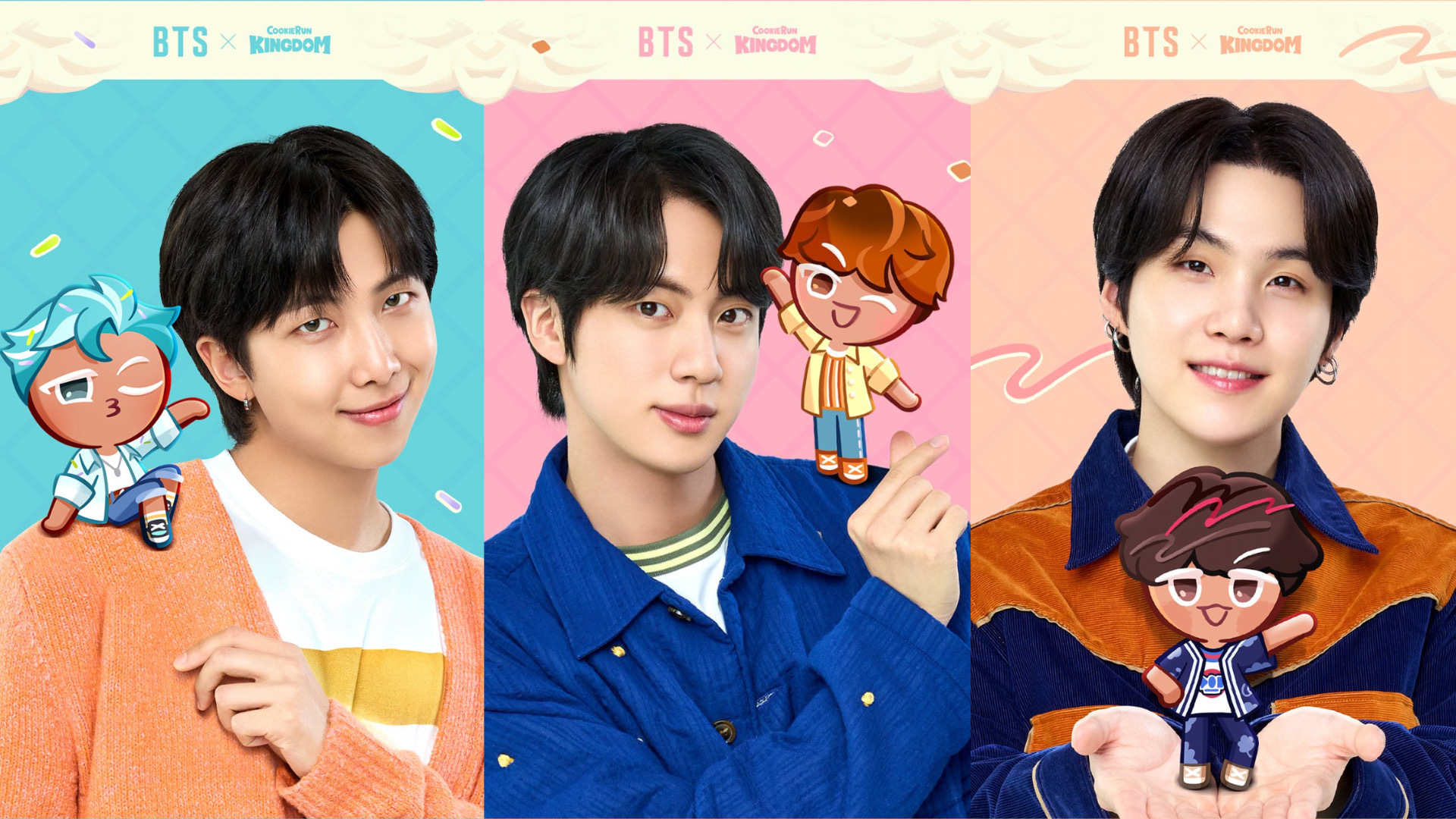 BTS with Cookies RM, JIN, SUGA