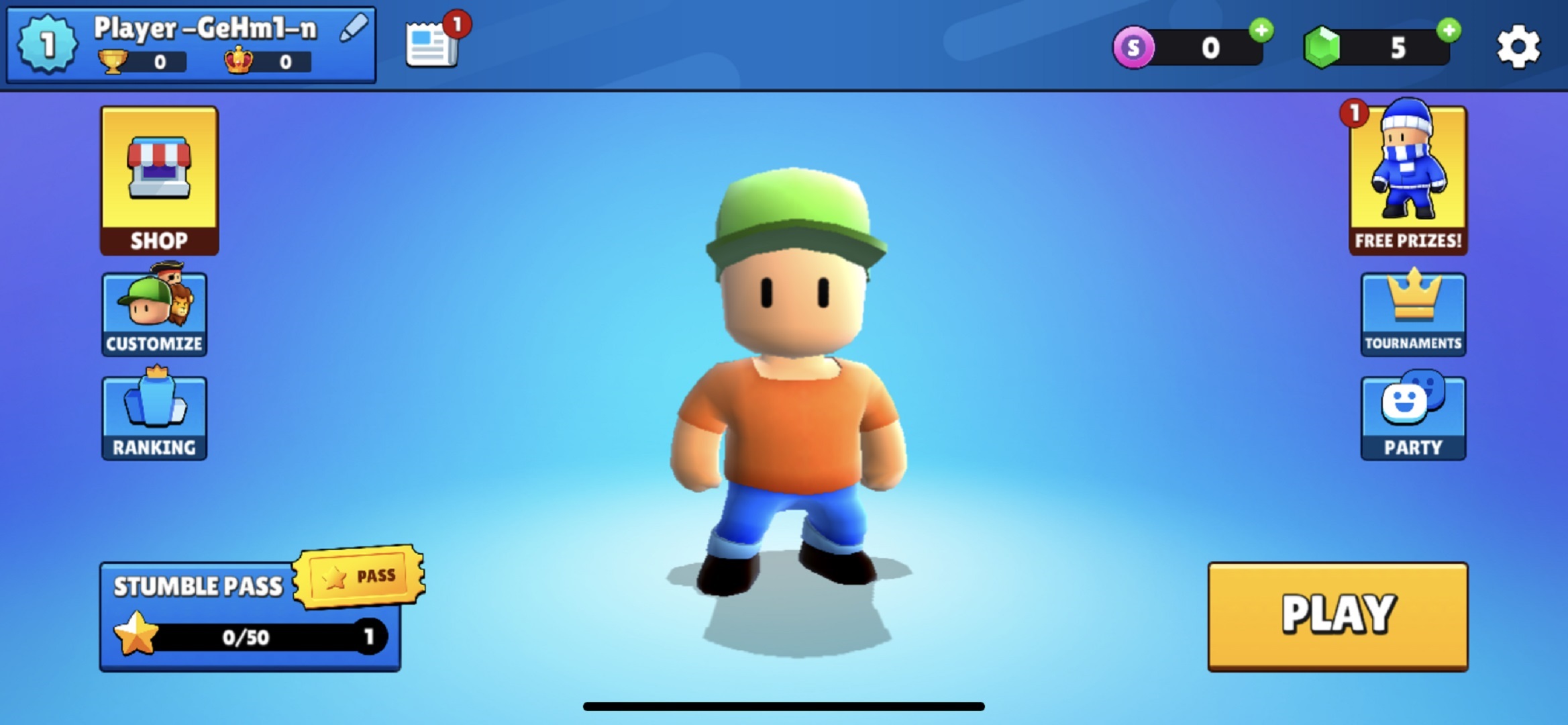 Stumble Guys player lobby