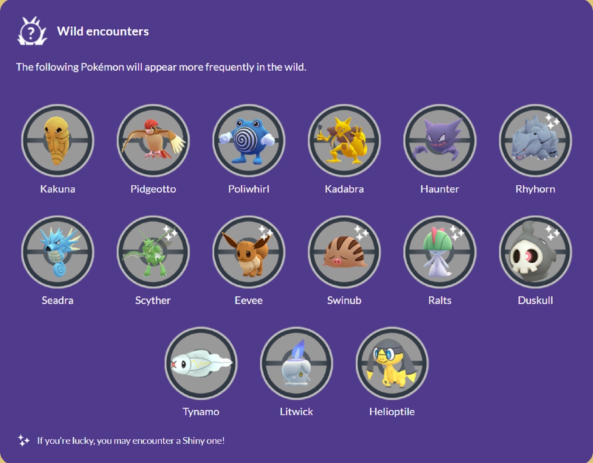 Pokemon GO Evolving Stars event wild encounters