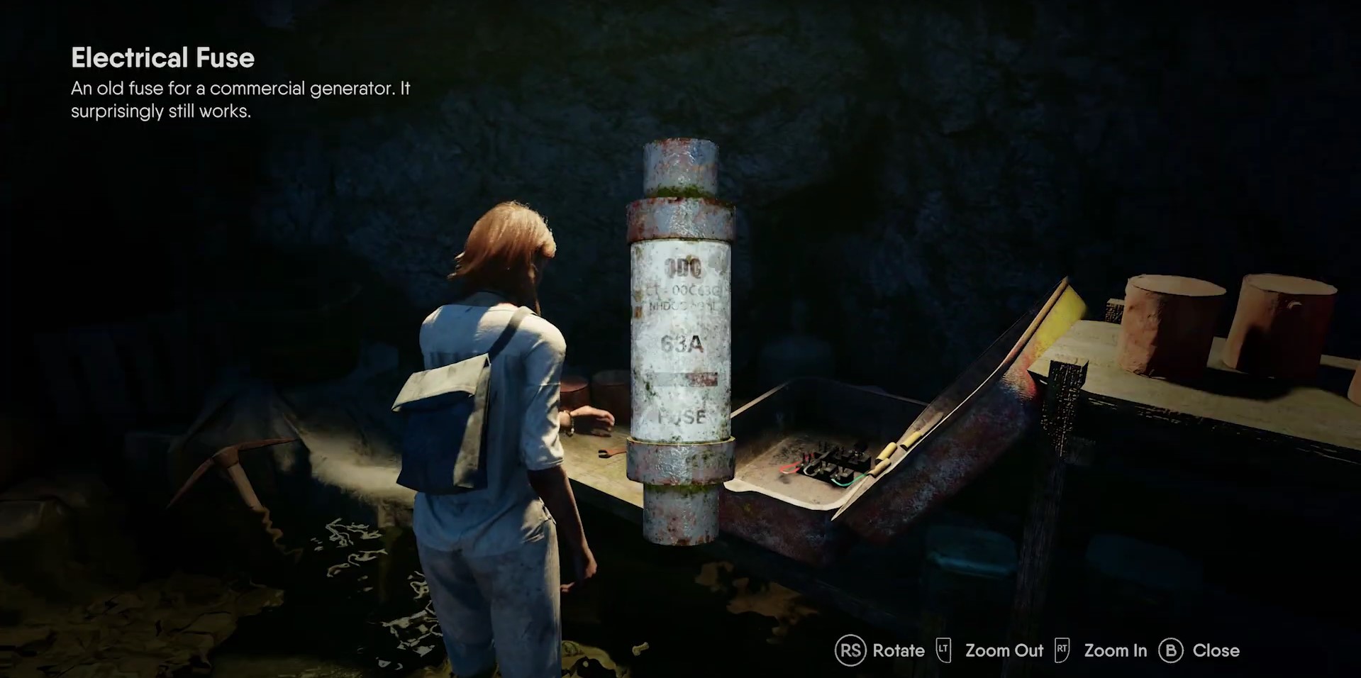 Jess interacting with the items