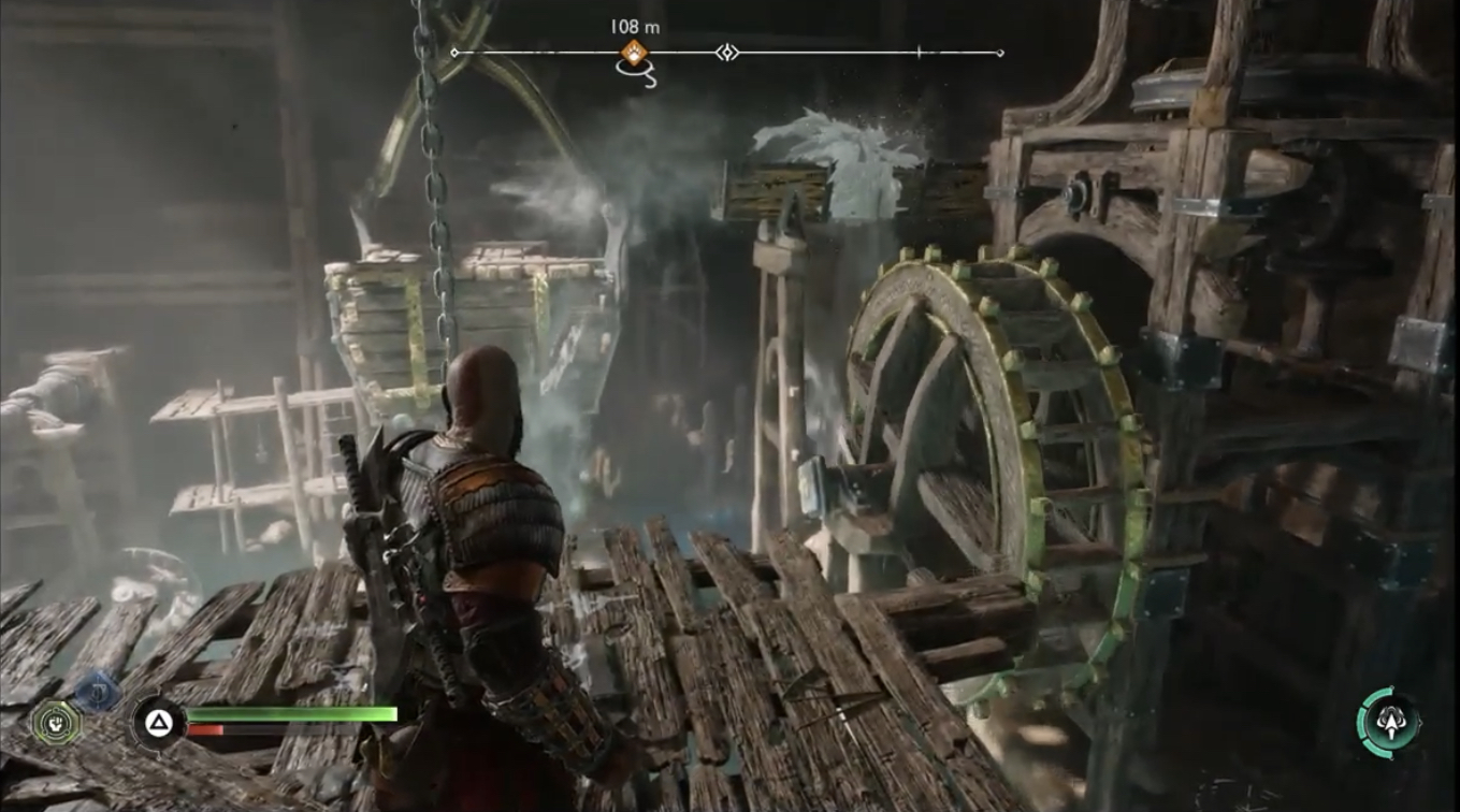 Water puzzles in The Applecore, kratos aim