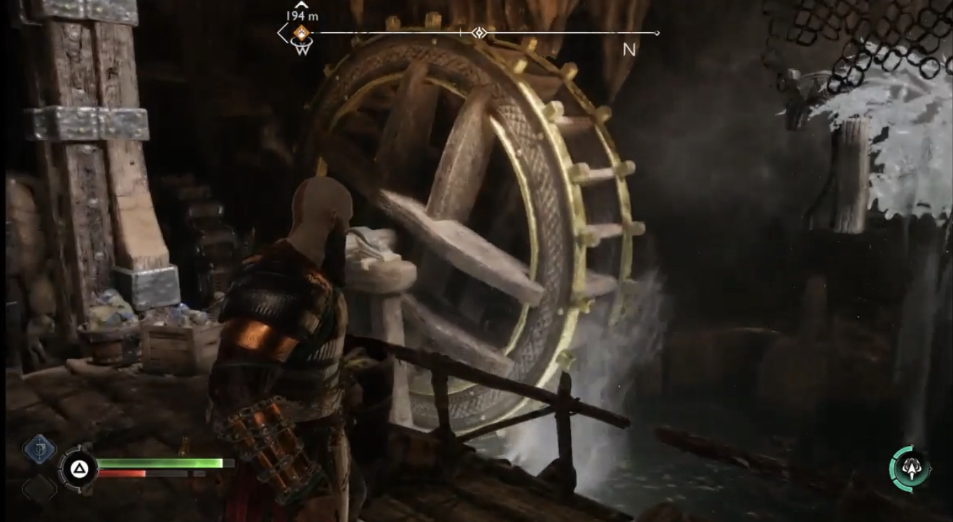 Water puzzles in The Applecore, wheel stops