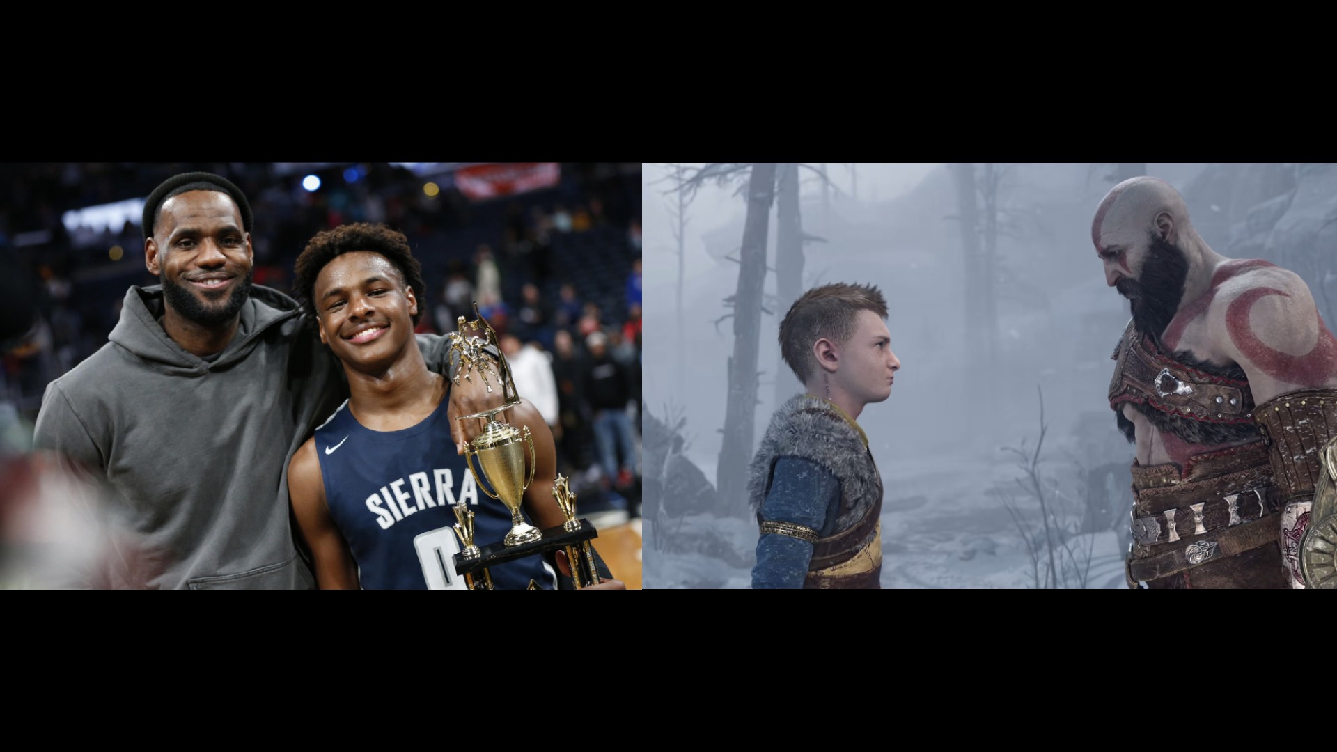 Lebron and Bronny as Kratos and Atreus