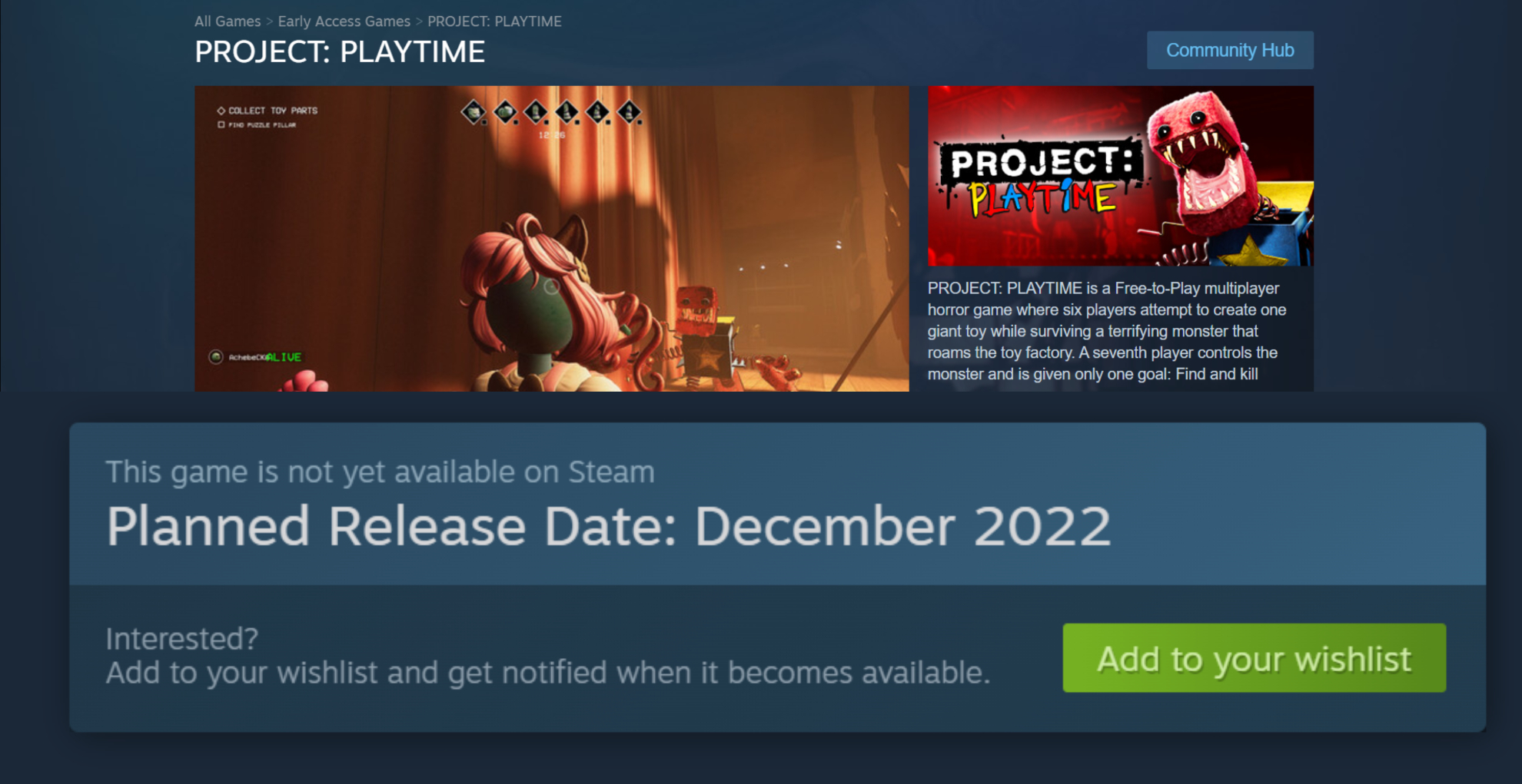 PROJECT Playtime - Early Access, How to avail - Steam
