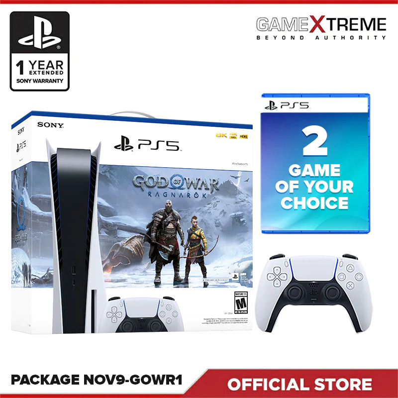 PS5 + God of War Ragnarok + DualSense controller