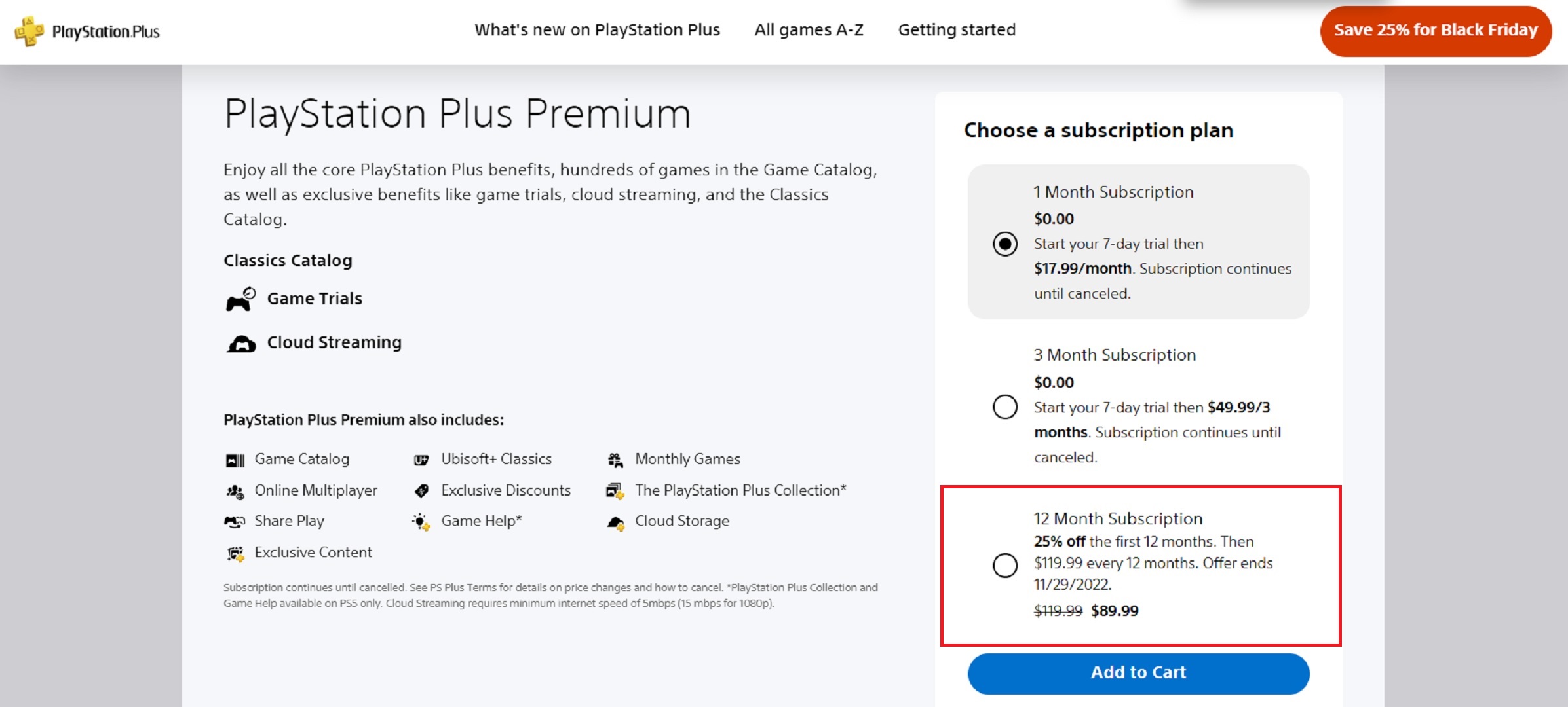 PlayStation Plus black friday sale