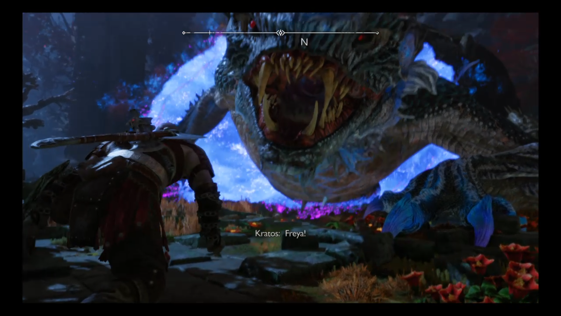 Kratos and Freya fight Nidhogg