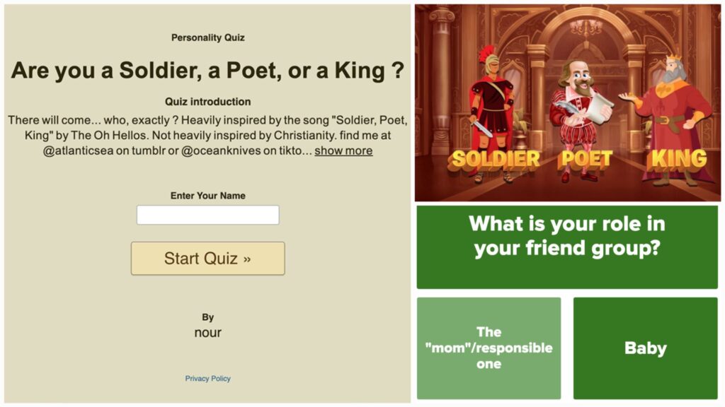 More Soldier, Poet, and King quiz other ranked buzzfeed