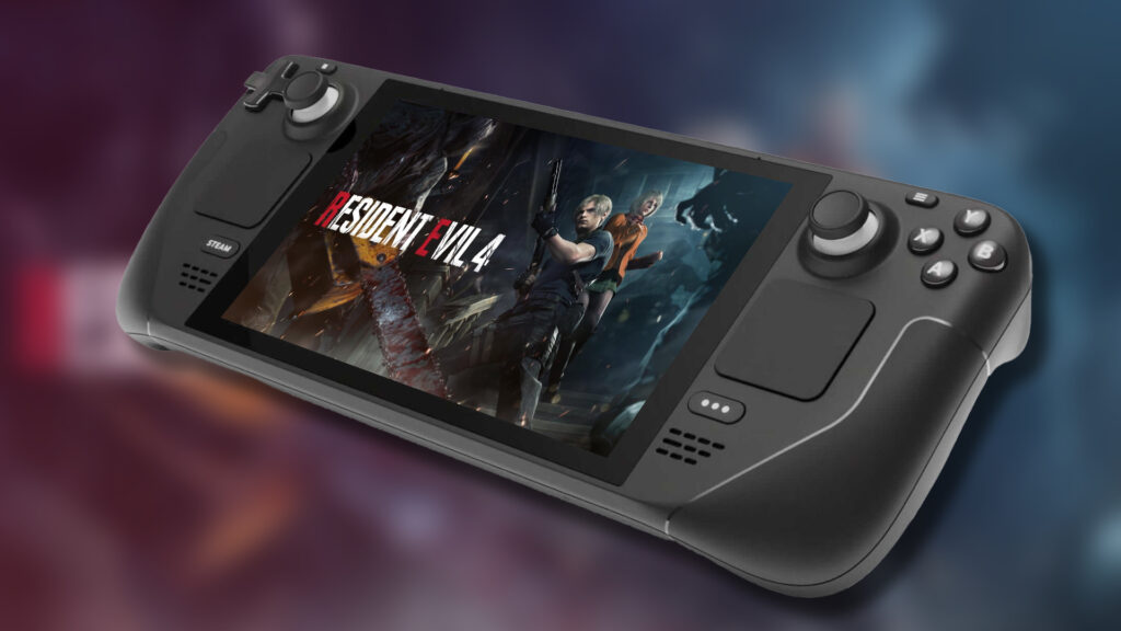 Steam Deck with Resident Evil 4 Remake running