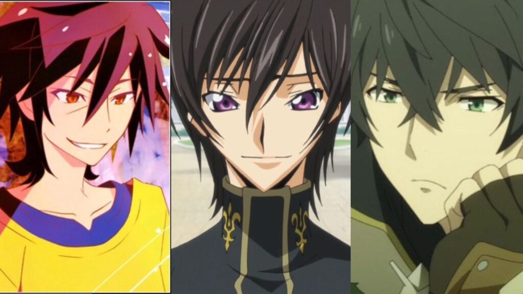Sora, Lelouch vi Britannia and Naofumi Iwatani (Image via Madhouse, Sunrise and Kinema Citrus DR)