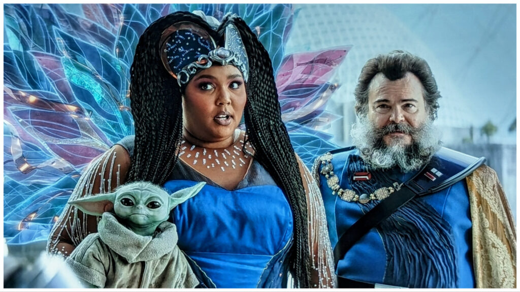 A still of Lizzo and Jack Black in The Mandalorian Season 3