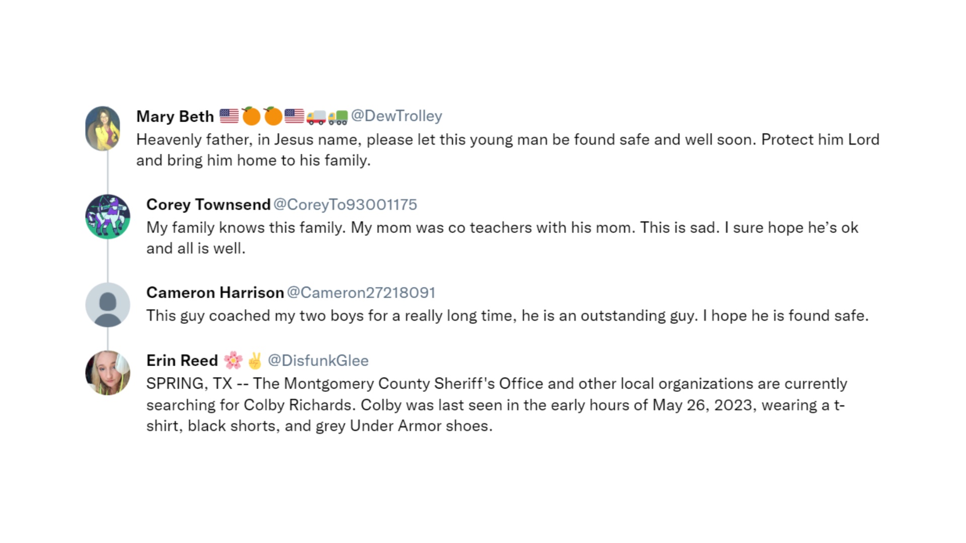 Colby Richards missing Montgomery County