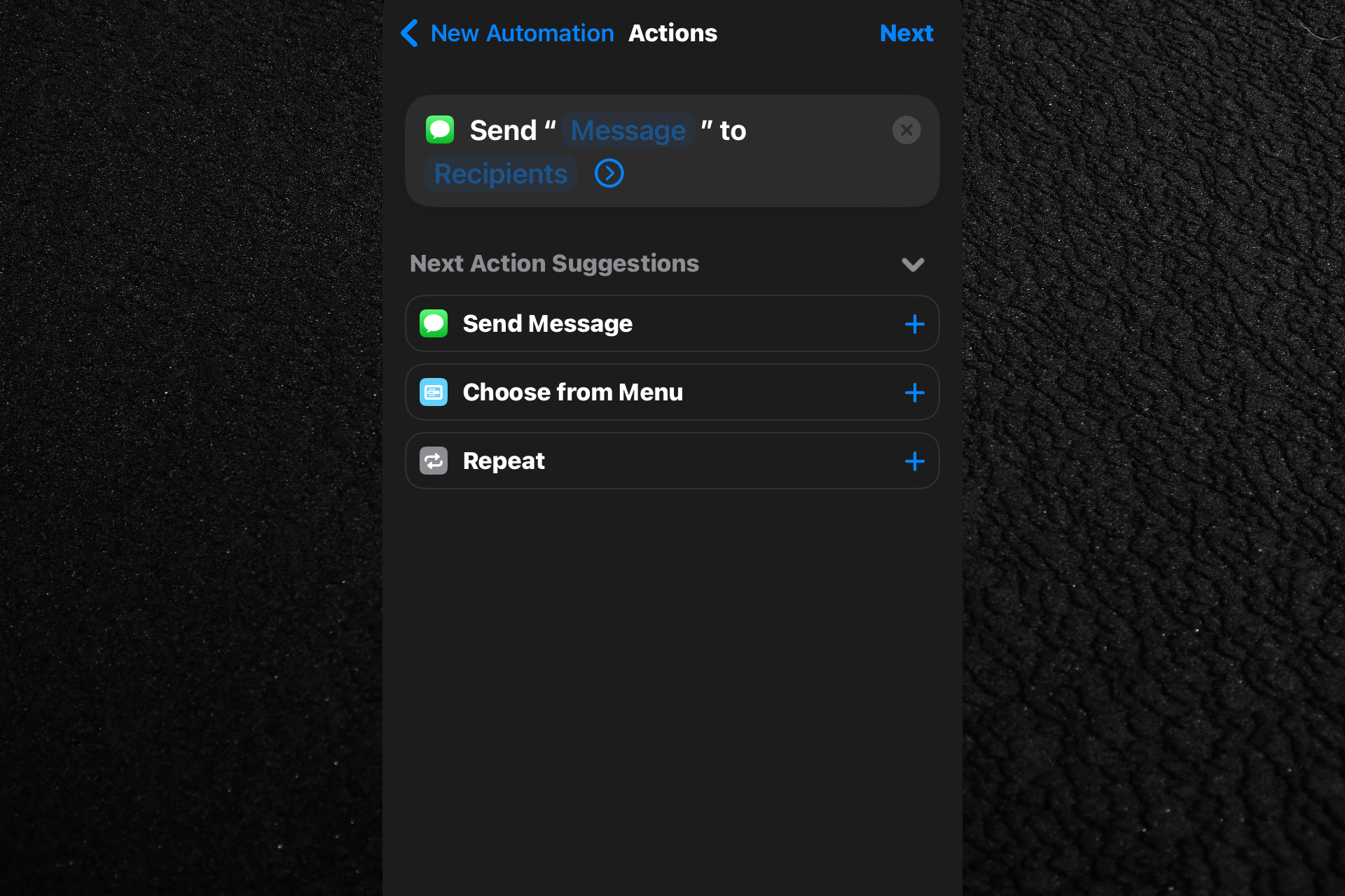 iPhone Schedule Message (Configure Message)