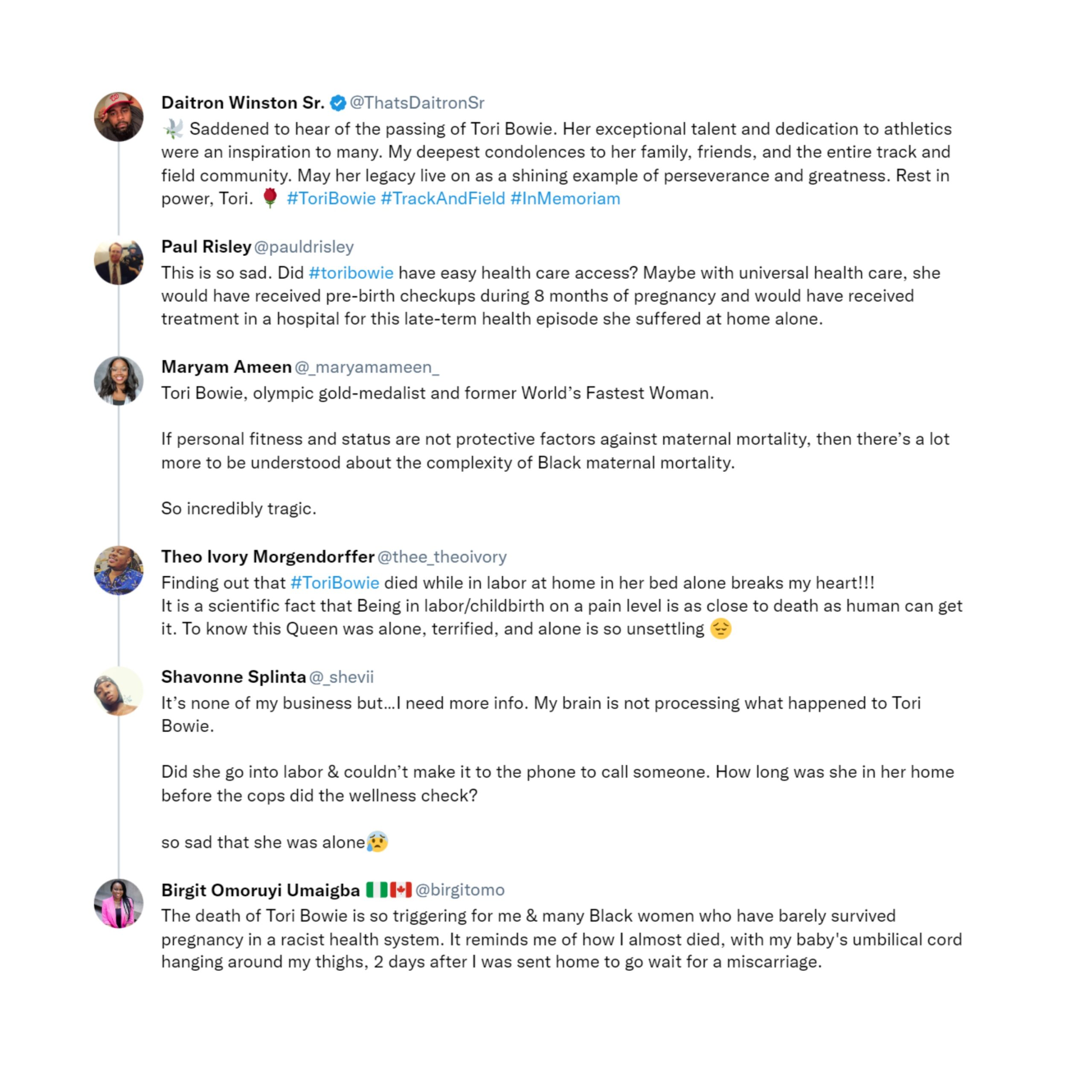 Tori Bowie death autopsy tweets childbirth olympic sprinter