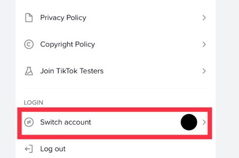 TikTok change accounts