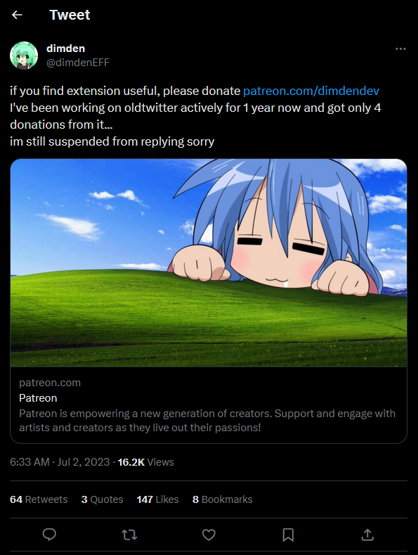 Dimden Old Twitter Layout