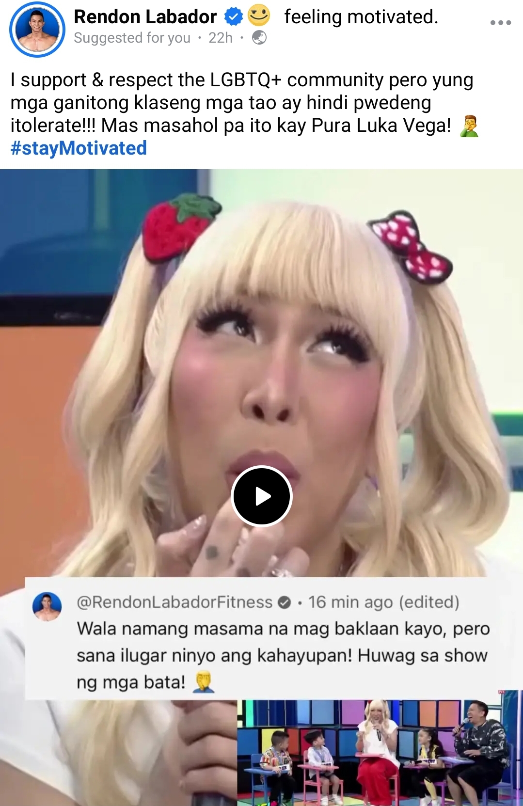 Rendon Labador slams Vice Ganda 1