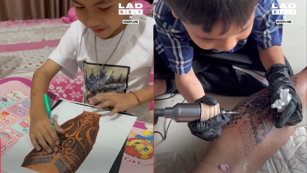 7-year-old tattoo artist viral