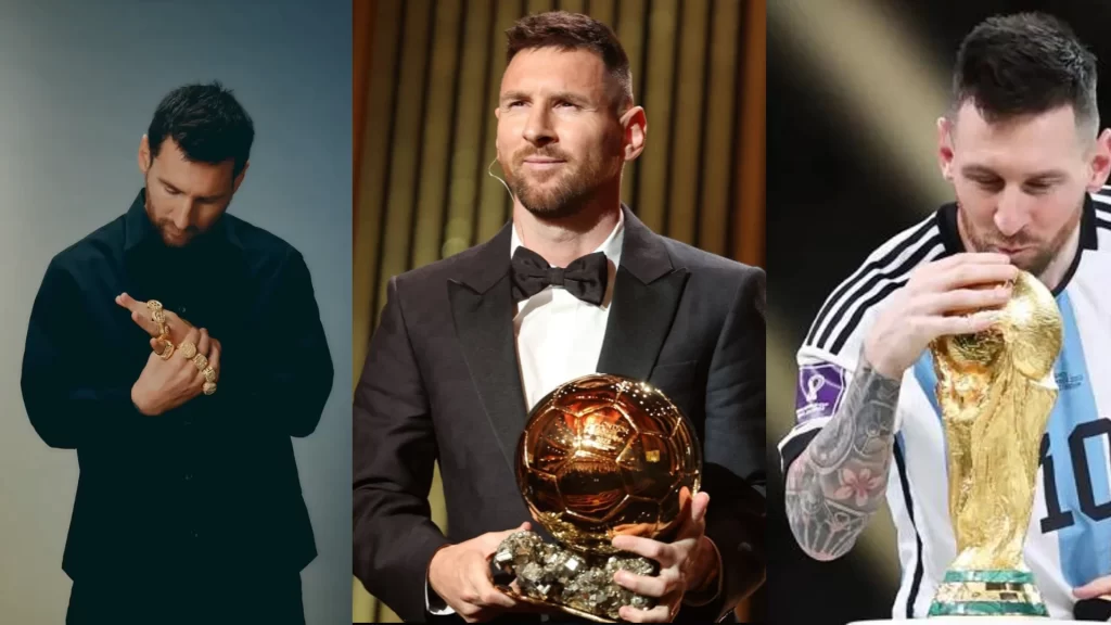 Leo Messi pays Tribute to Diego Maradona as he wins Ballon d'or 2023