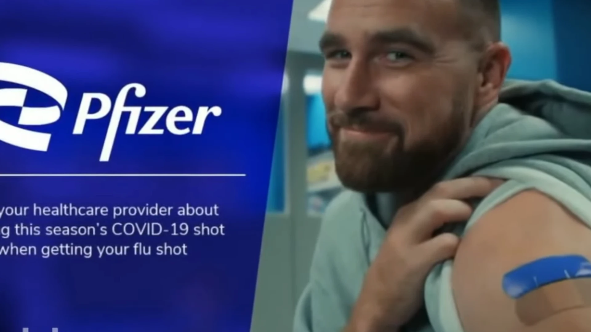 Travis Kelce Pfizer Covid and flu shot commercial