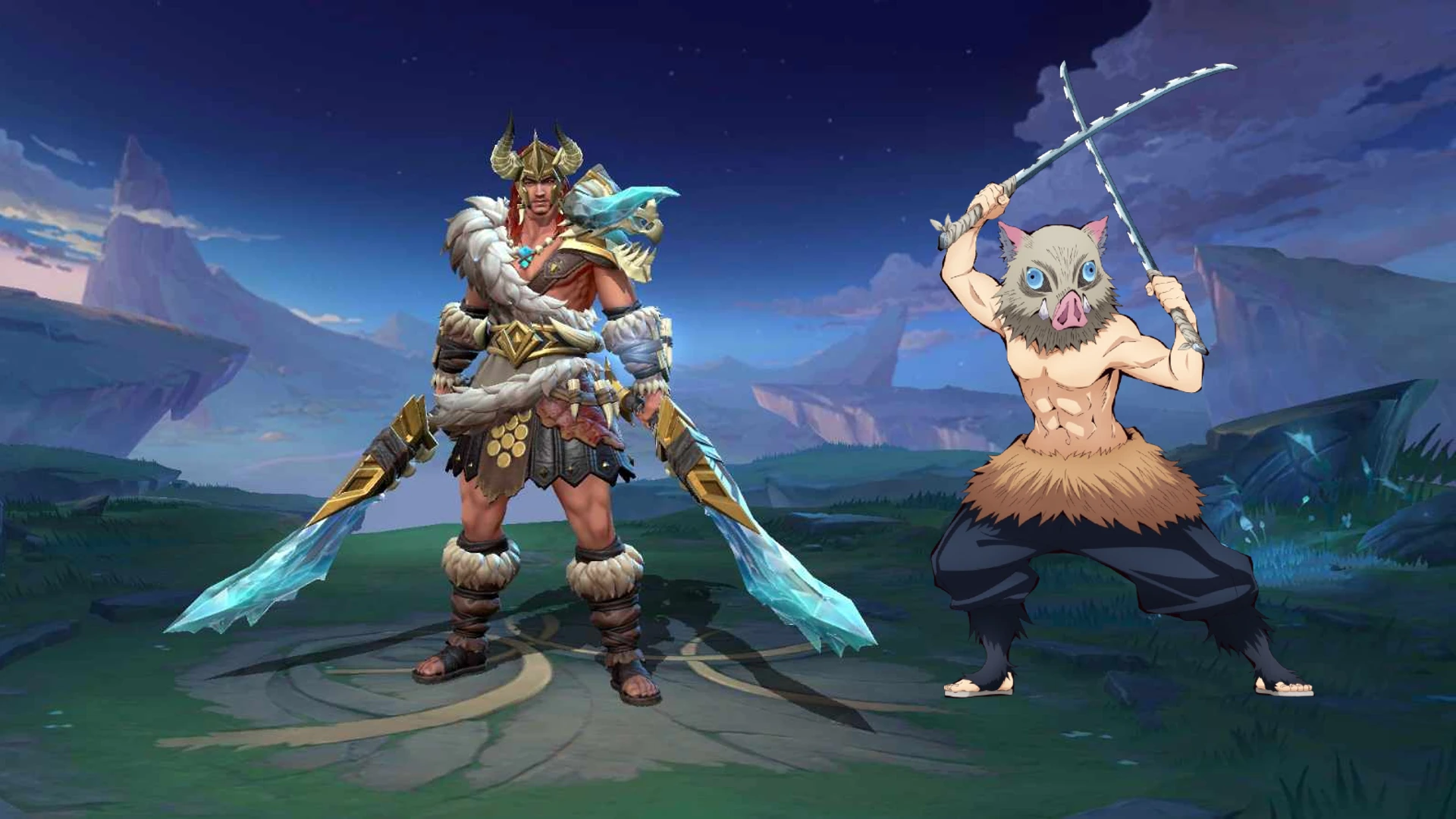 Lapu Lapu x Inosuke mobile legends demon slayer