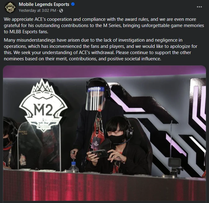 Moonton's Statement VeeWise ACE Issue