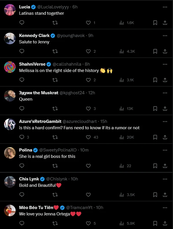 Fans Support Ortega Amid Rumors