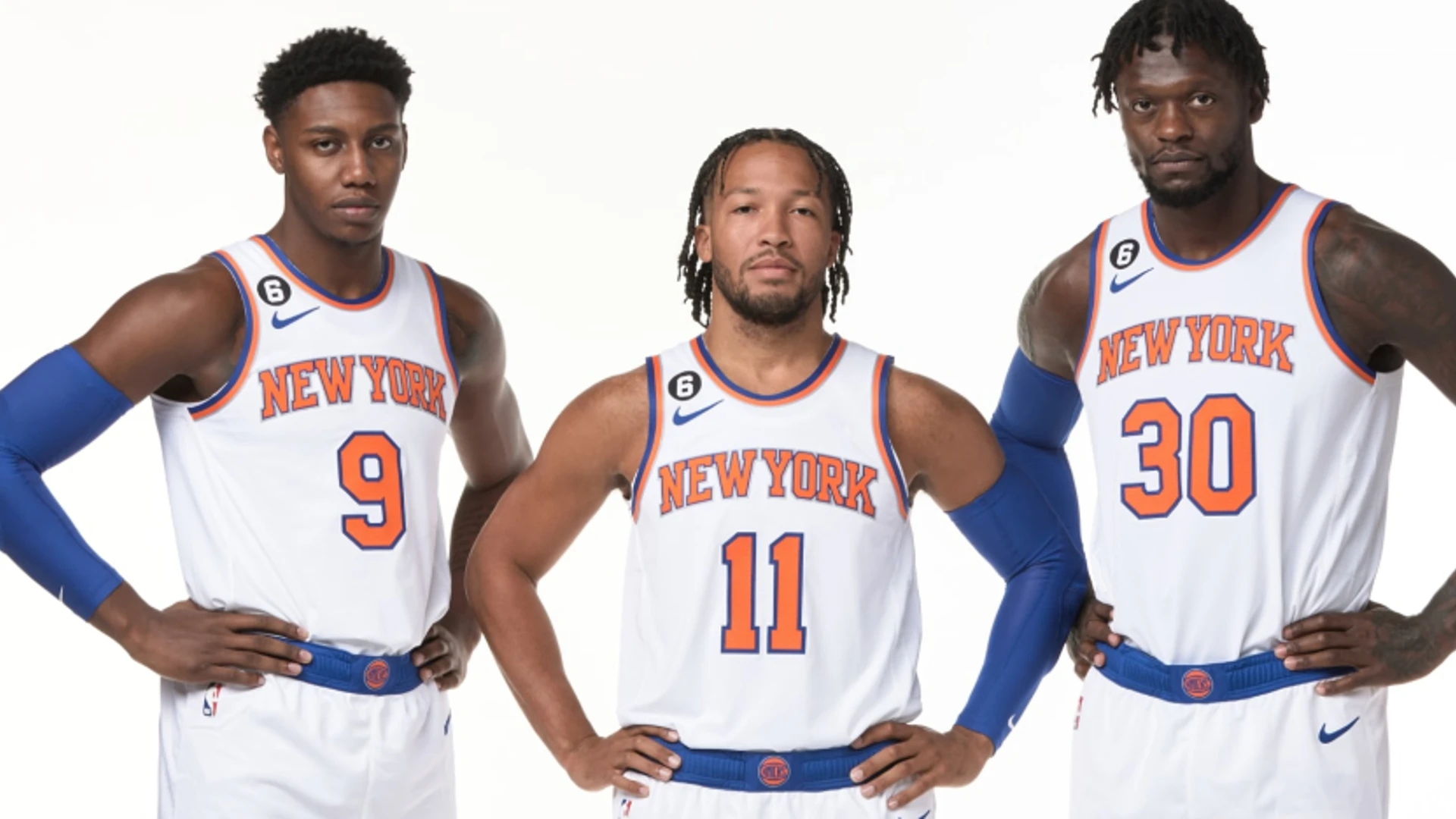2023-2024 New York Knicks trio - Jalen Brunson, Julius Randle, RJ Barrett