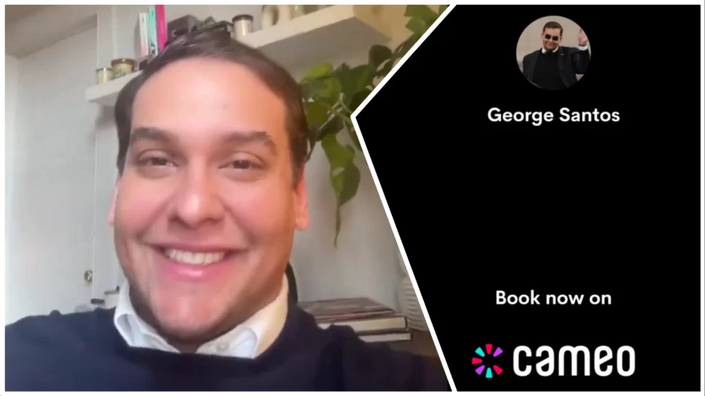 Former congresman George Santos makes Cameo debut