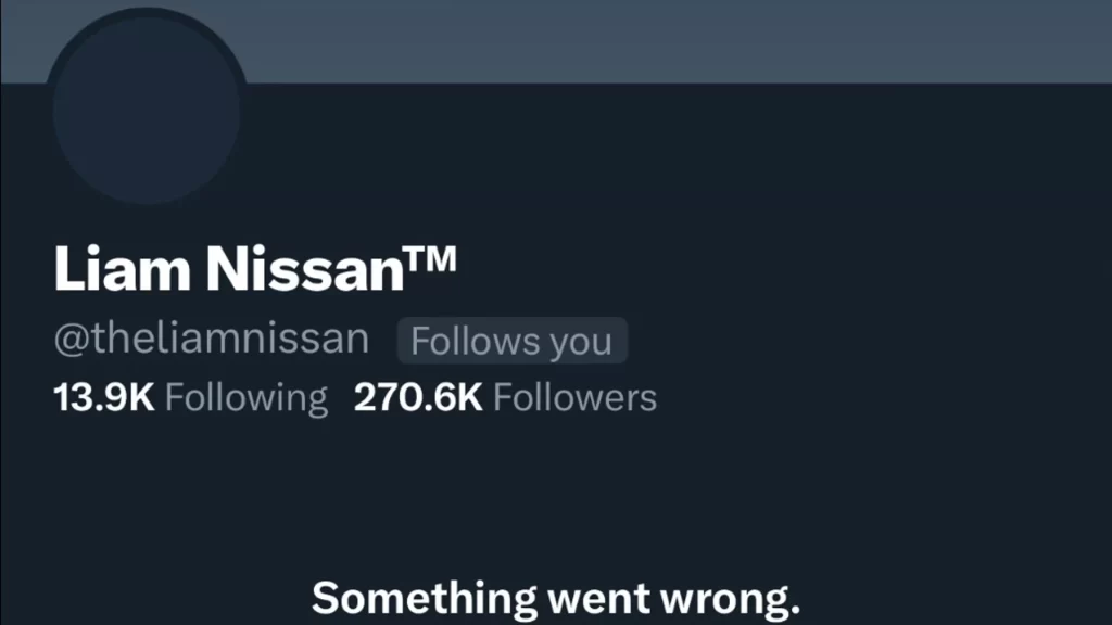 Liam Nissan banned on X, did elon ban the account?