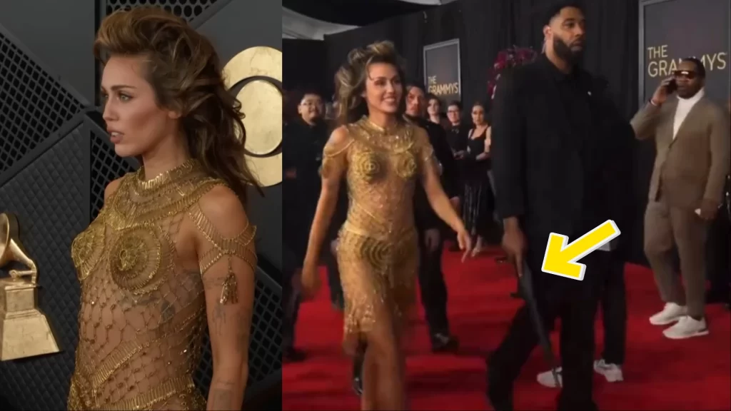 Miley Cyrus' bodyguard steals spotlight at the Grammy's