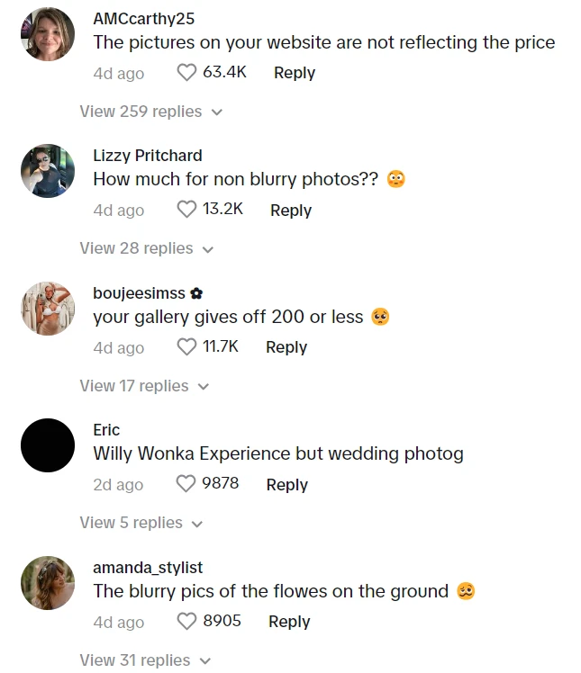 Photographer charges $8.5k for 'blurry' wedding photos