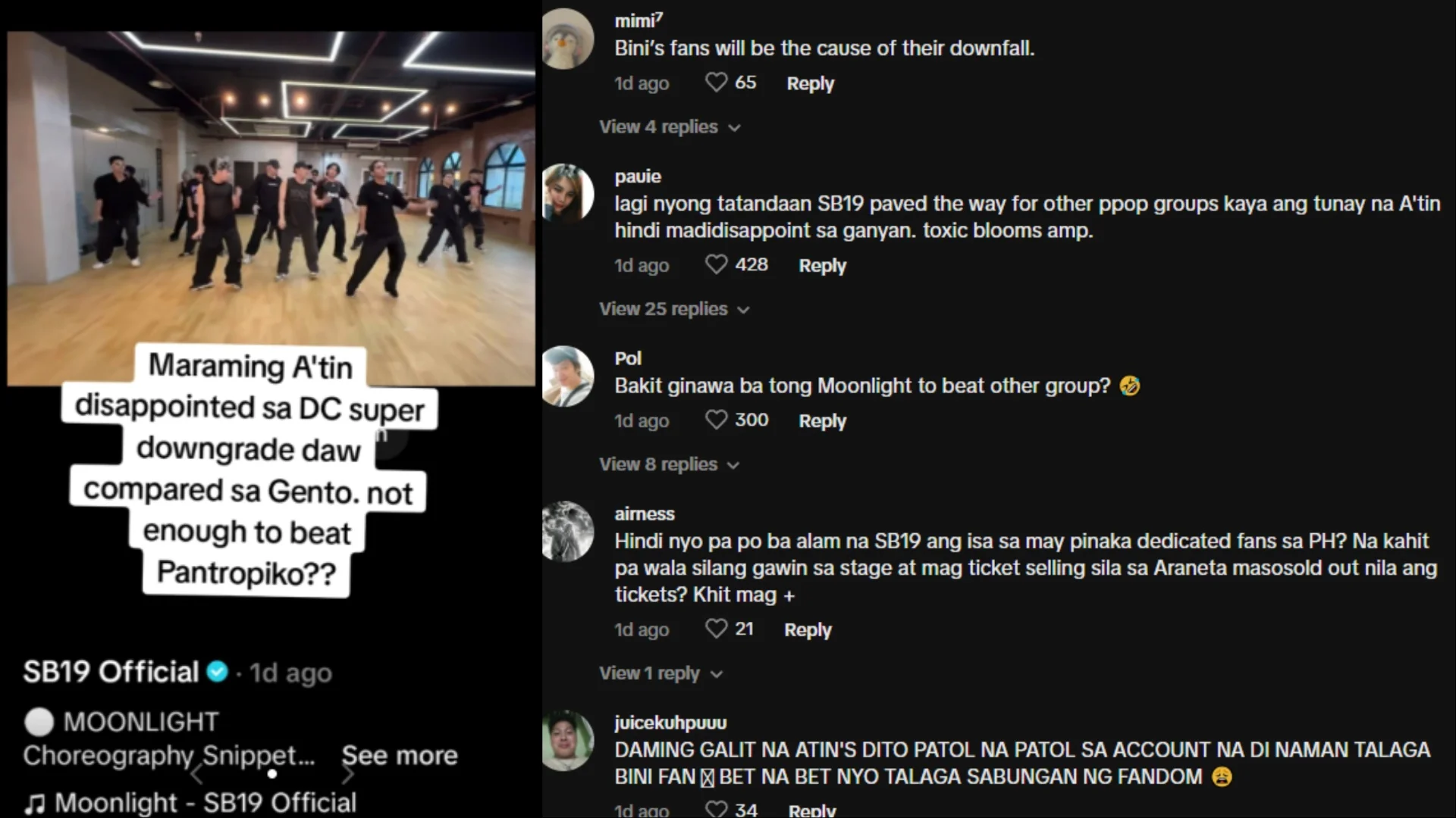 BINI vs. SB19 Fanwar Comments