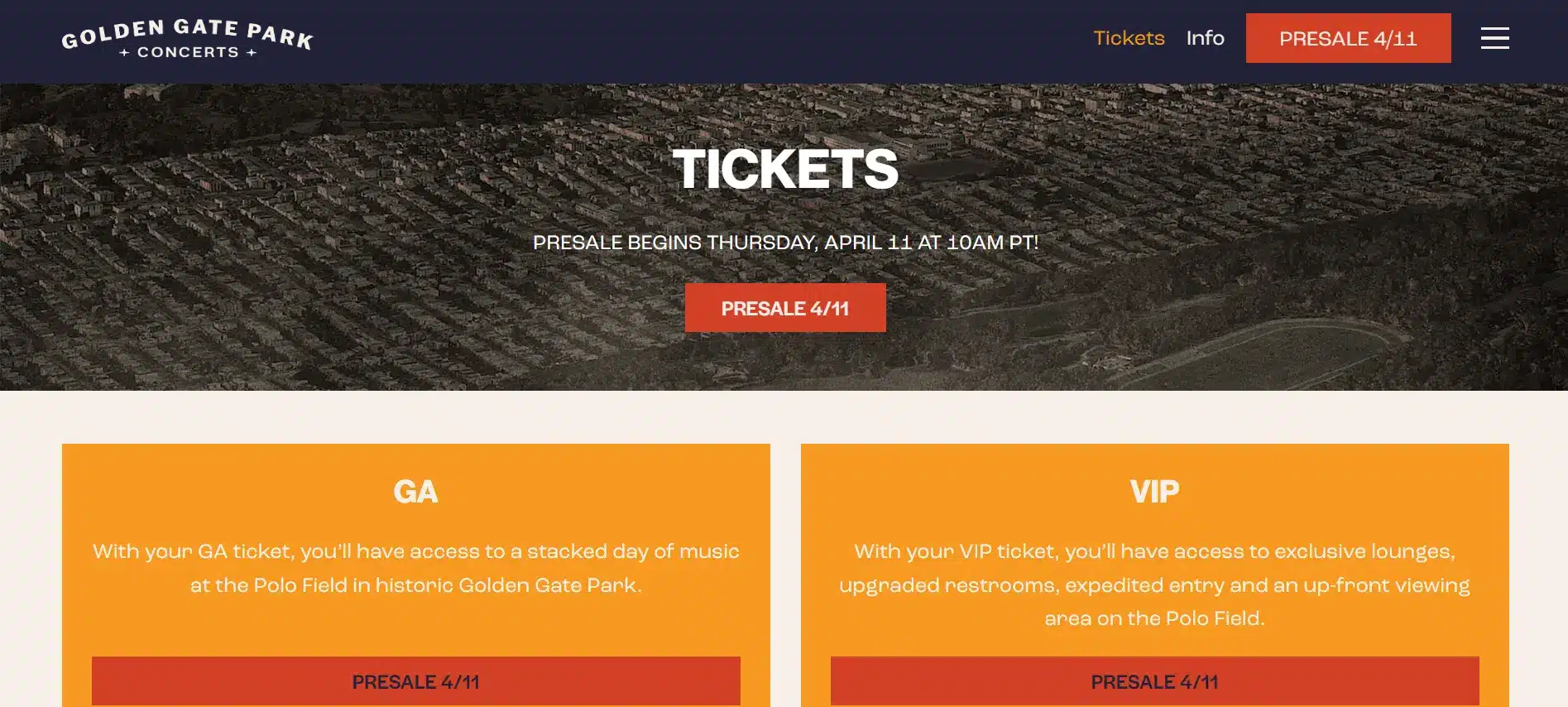 Golden Gate Park Nighttime Concert tickets