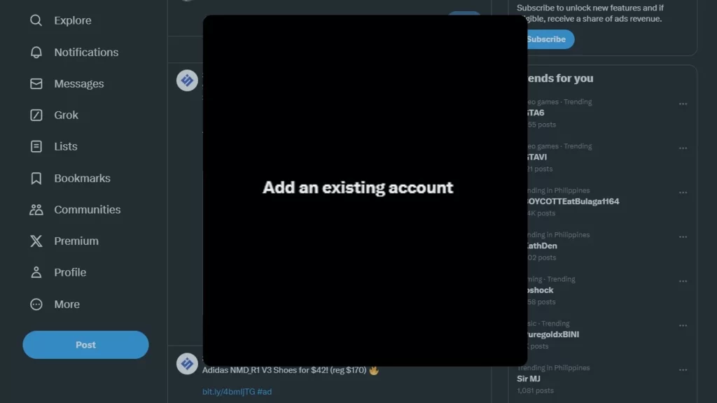 Add an existing account on X (Twitter) not working, Possible Fixes