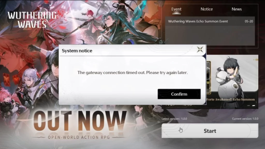 Wuthering Waves Gateway Connection Has Timed Out Error Fix