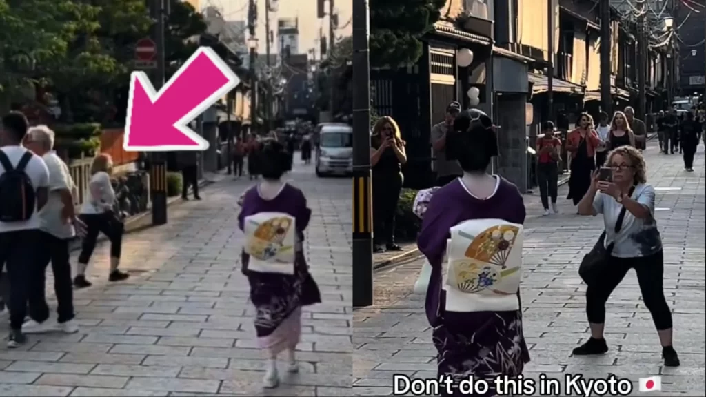 You can't do that Tourist in Kyoto harasses a geiko (geisha)