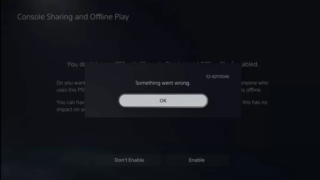 Sony: Working on Fix for PS5 E2-821130A6 Console Sharing Error