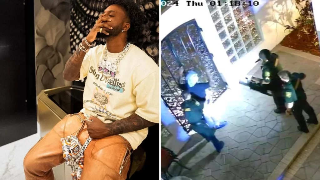 YourRage (left) and CCTV footage of YourRage Detained by SWAT Police
